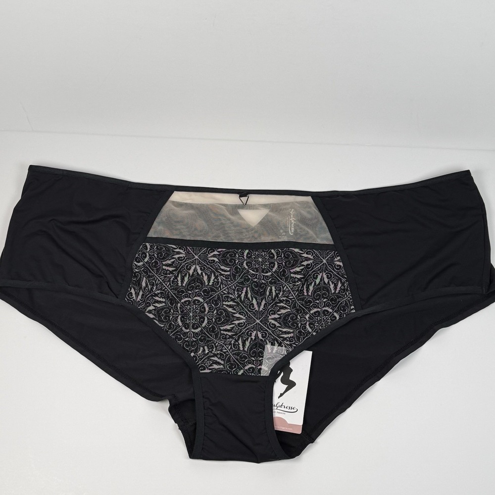 Sculptresse By Panache Midi Brief Dionne Tile Print 4XL Black Underwear Panties